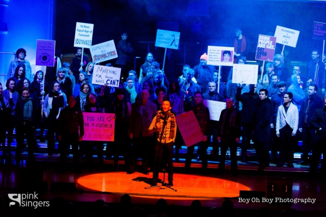 The Pink Singers perform 'Glad To Be Gay'.